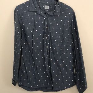 Jcrew Factory chambray polka dot top size medium